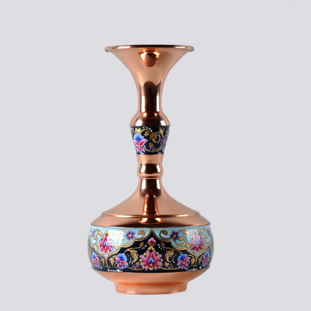 گلدان شلغمی مس و پرداز